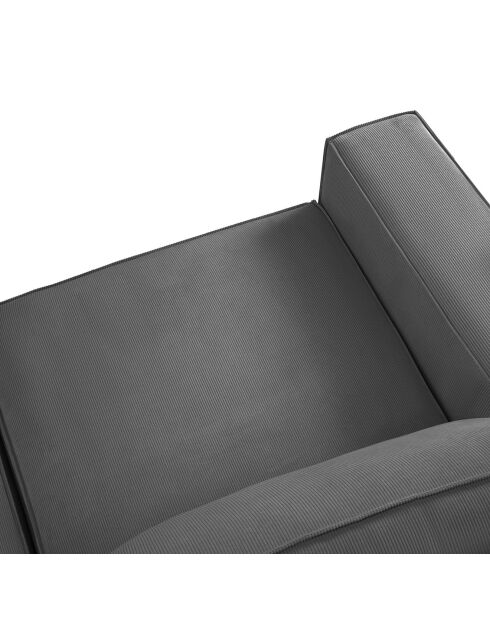 Canapé velours côtelé carlo 3 places gris - 206x102x90 cm