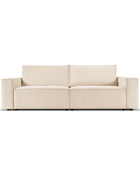 Canapé velours côtelé carlo 4 places beige - 246x102x90 cm