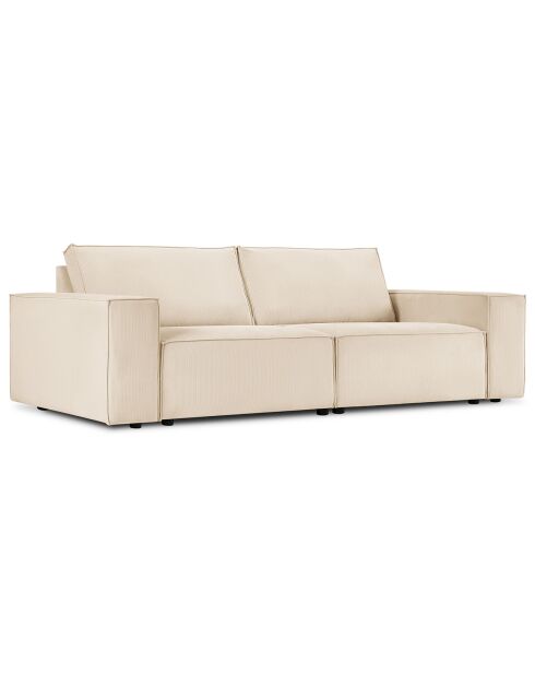 Canapé velours côtelé carlo 4 places beige - 246x102x90 cm