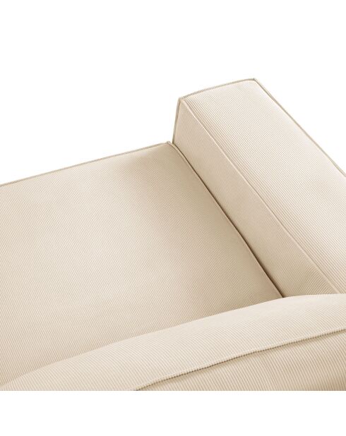 Canapé velours côtelé carlo 4 places beige - 246x102x90 cm