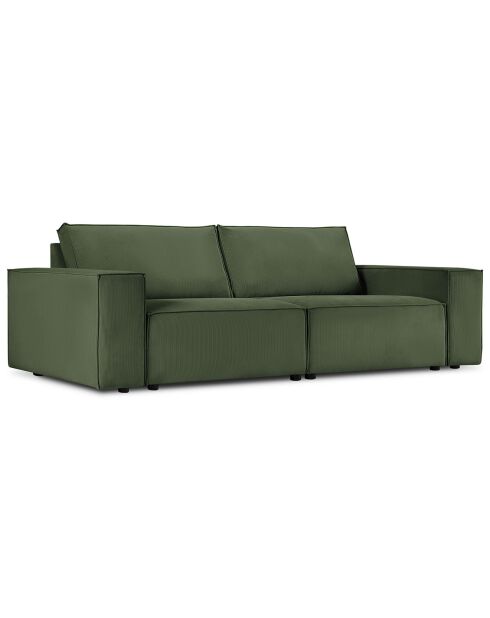 Canapé velours côtelé carlo 4 places vert bouteille - 246x102x90 cm