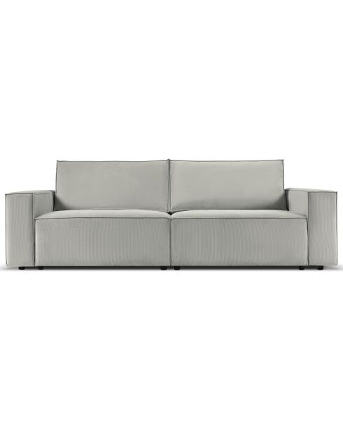 Canapé velours côtelé carlo 4 places gris clair - 246x102x90 cm