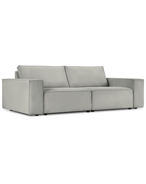 Canapé velours côtelé carlo 4 places gris clair - 246x102x90 cm