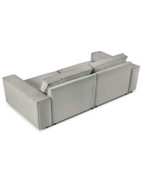 Canapé velours côtelé carlo 4 places gris clair - 246x102x90 cm