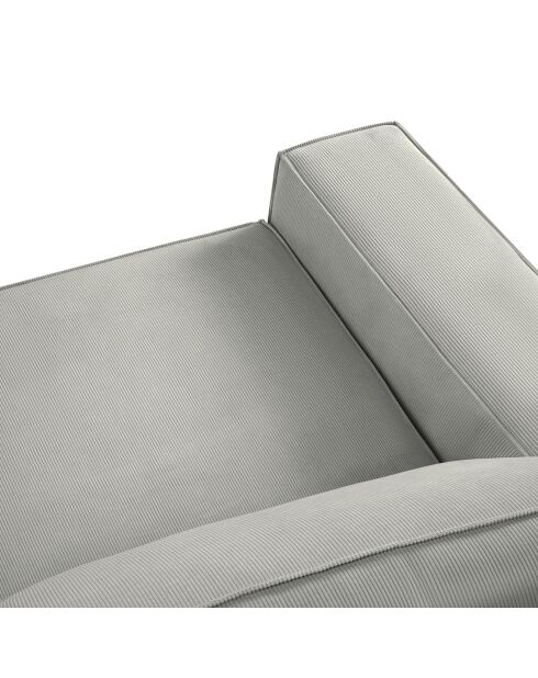 Canapé velours côtelé carlo 4 places gris clair - 246x102x90 cm