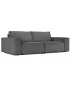 Canapé velours côtelé carlo 4 places gris - 246x102x90 cm