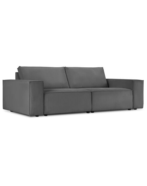 Canapé velours côtelé carlo 4 places gris - 246x102x90 cm