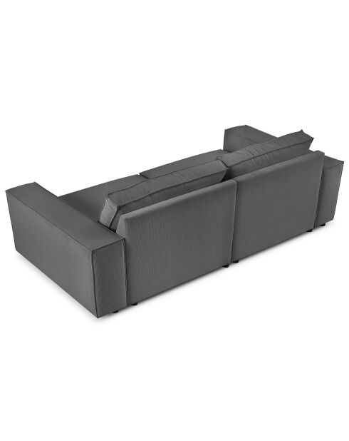 Canapé velours côtelé carlo 4 places gris - 246x102x90 cm