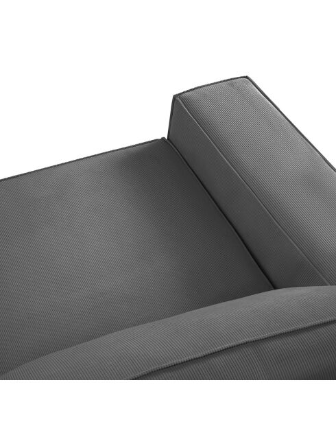 Canapé velours côtelé carlo 4 places gris - 246x102x90 cm