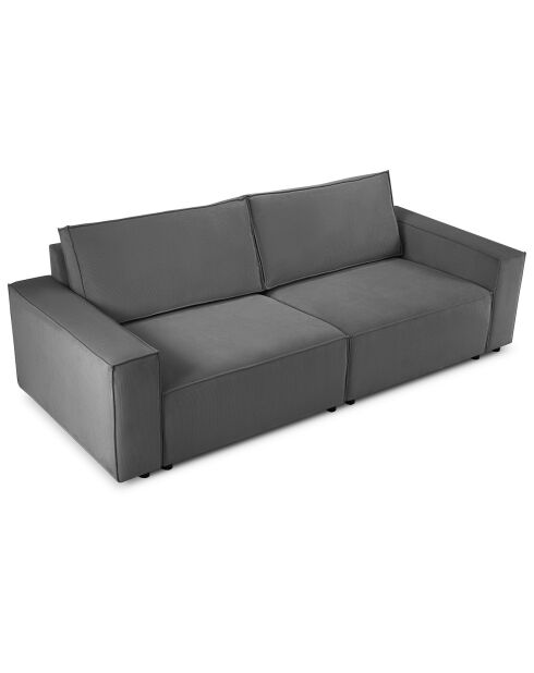 Canapé velours côtelé carlo 4 places gris - 246x102x90 cm