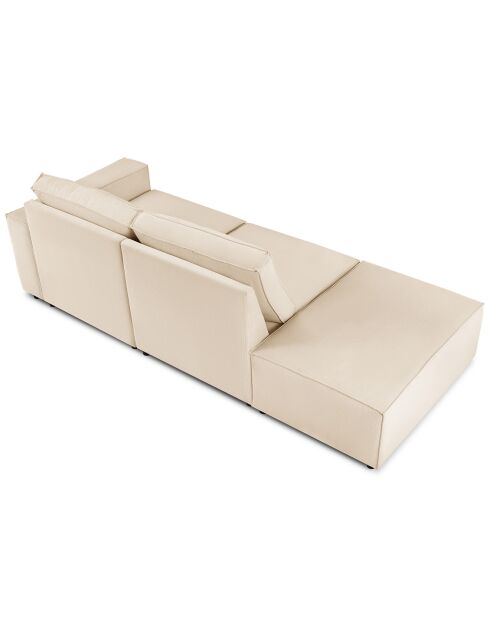 Canapé modulable gauche velours côtelé carlo 3 places beige - 255x102x90 cm