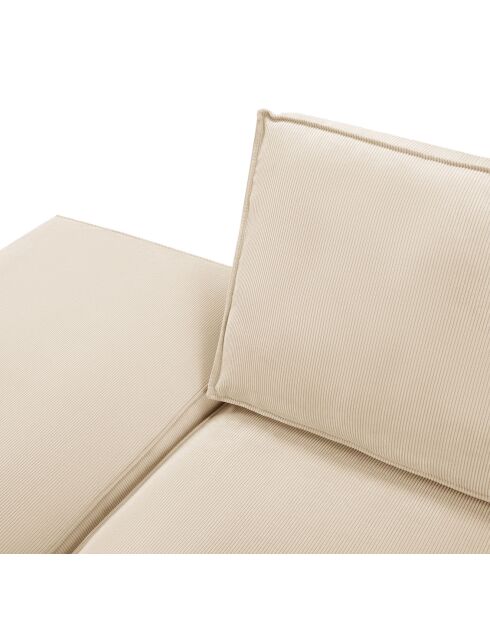 Canapé modulable gauche velours côtelé carlo 3 places beige - 255x102x90 cm