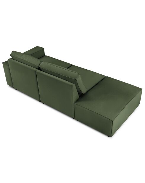 Canapé modulable gauche velours côtelé carlo 3 places vert bouteille - 255x102x90 cm