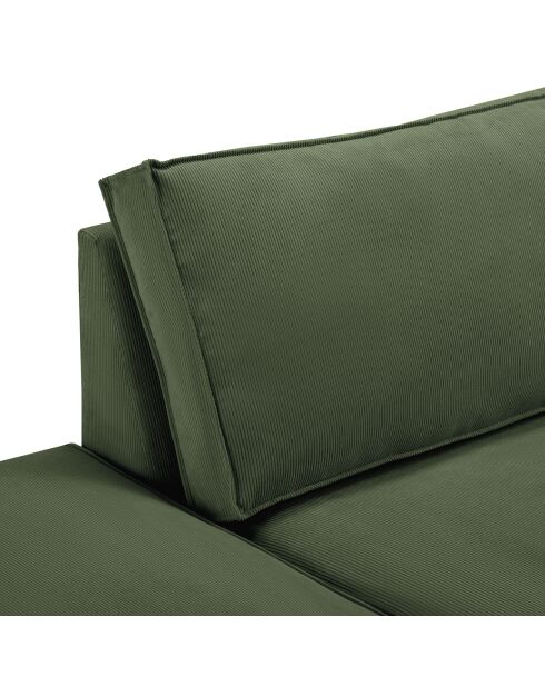 Canapé modulable gauche velours côtelé carlo 3 places vert bouteille - 255x102x90 cm