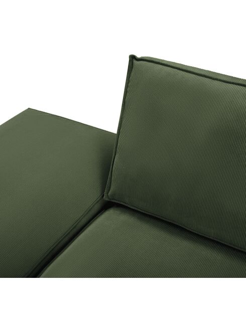 Canapé modulable gauche velours côtelé carlo 3 places vert bouteille - 255x102x90 cm