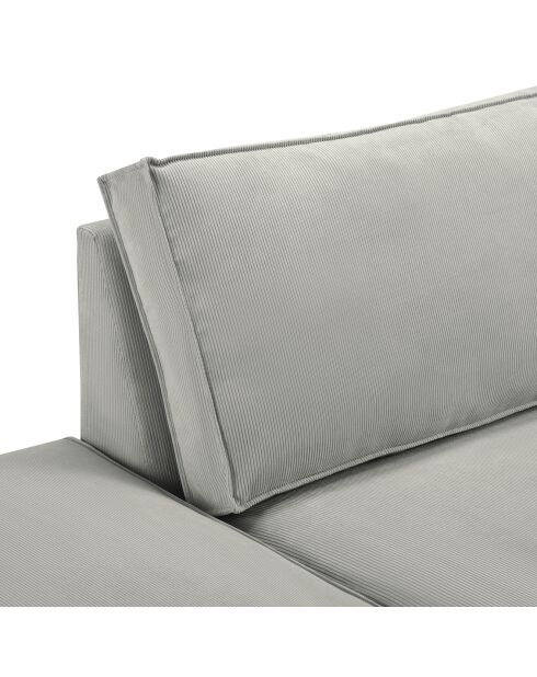 Canapé modulable gauche velours côtelé carlo 3 places gris clair - 255x102x90 cm