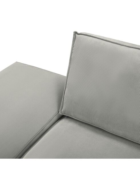 Canapé modulable gauche velours côtelé carlo 3 places gris clair - 255x102x90 cm