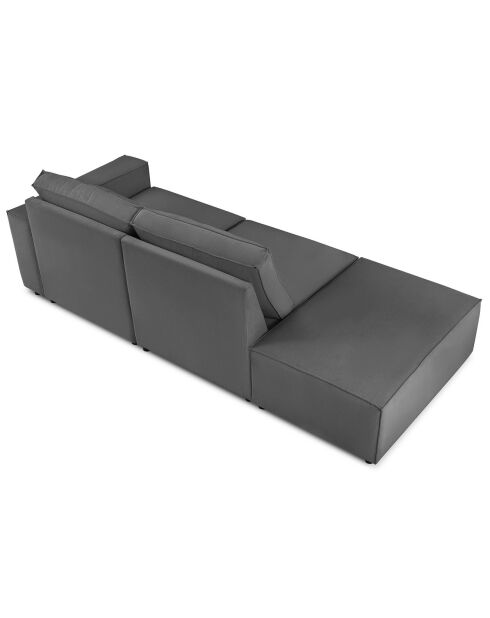 Canapé modulable gauche velours côtelé carlo 3 places gris - 255x102x90 cm