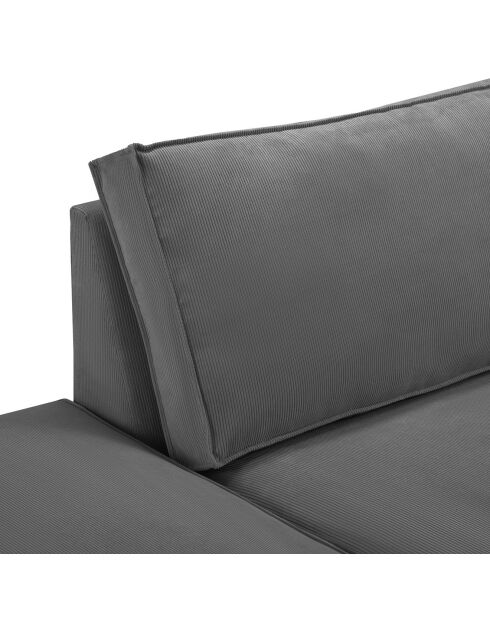 Canapé modulable gauche velours côtelé carlo 3 places gris - 255x102x90 cm