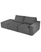 Canapé modulable gauche velours côtelé carlo 3 places gris - 255x102x90 cm