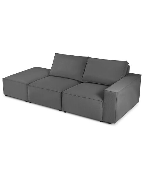 Canapé modulable gauche velours côtelé carlo 3 places gris - 255x102x90 cm