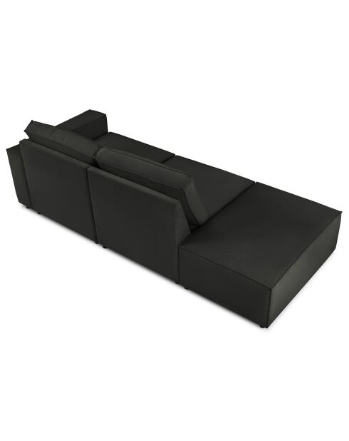 Canapé modulable gauche velours côtelé carlo 3 places noir - 255x102x90 cm