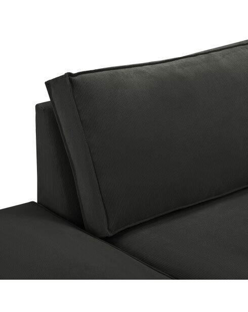 Canapé modulable gauche velours côtelé carlo 3 places noir - 255x102x90 cm