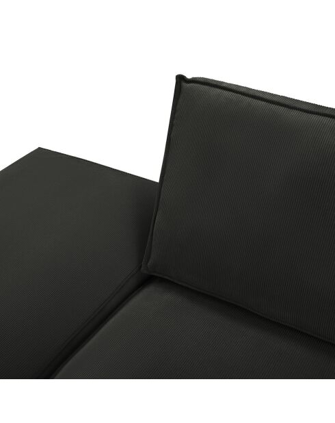 Canapé modulable gauche velours côtelé carlo 3 places noir - 255x102x90 cm