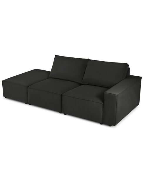 Canapé modulable gauche velours côtelé carlo 3 places noir - 255x102x90 cm