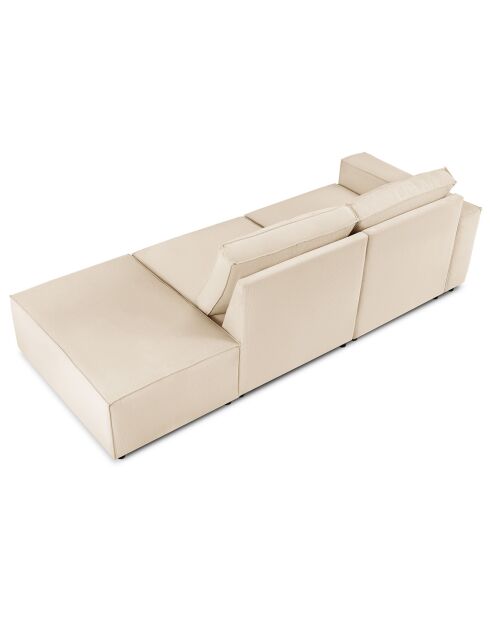 Canapé modulable droit velours côtelé carlo 3 places beige - 255x102x90 cm