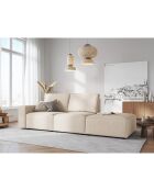 Canapé modulable droit velours côtelé carlo 3 places beige - 255x102x90 cm