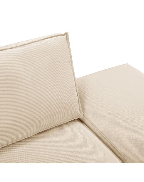 Canapé modulable droit velours côtelé carlo 3 places beige - 255x102x90 cm