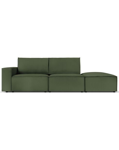 Canapé modulable droit velours côtelé carlo 3 places vert bouteille - 255x102x90 cm