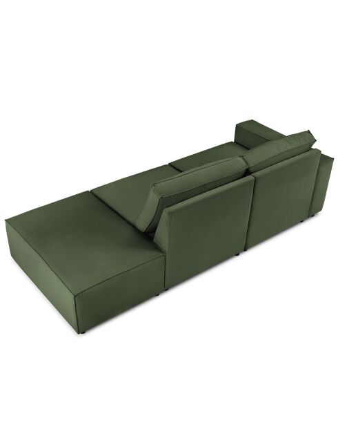 Canapé modulable droit velours côtelé carlo 3 places vert bouteille - 255x102x90 cm