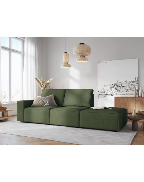 Canapé modulable droit velours côtelé carlo 3 places vert bouteille - 255x102x90 cm
