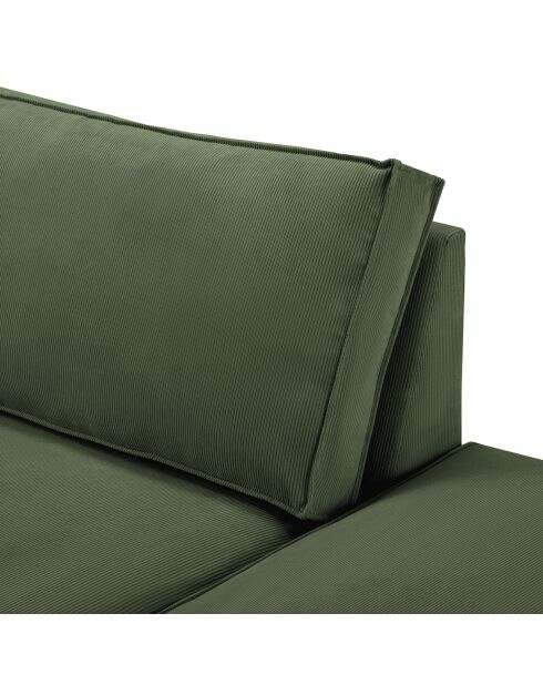 Canapé modulable droit velours côtelé carlo 3 places vert bouteille - 255x102x90 cm