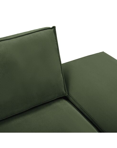 Canapé modulable droit velours côtelé carlo 3 places vert bouteille - 255x102x90 cm