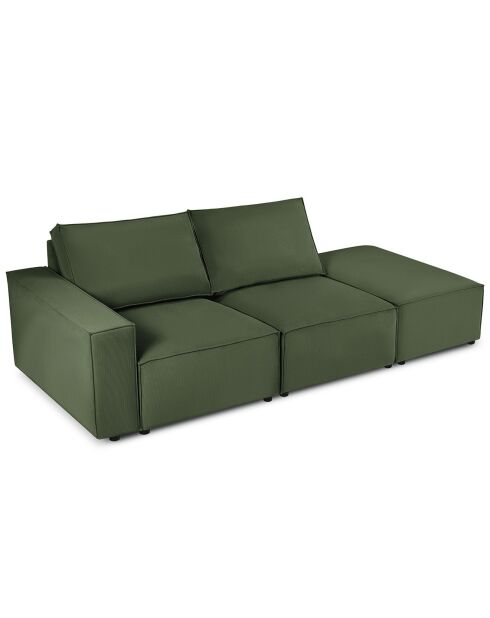 Canapé modulable droit velours côtelé carlo 3 places vert bouteille - 255x102x90 cm