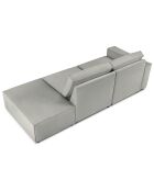 Canapé modulable droit velours côtelé carlo 3 places gris clair - 255x102x90 cm