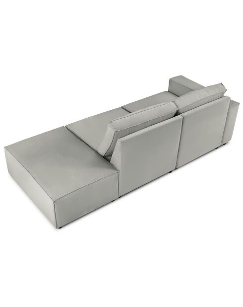 Canapé modulable droit velours côtelé carlo 3 places gris clair - 255x102x90 cm