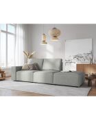 Canapé modulable droit velours côtelé carlo 3 places gris clair - 255x102x90 cm