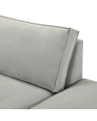 Canapé modulable droit velours côtelé carlo 3 places gris clair - 255x102x90 cm