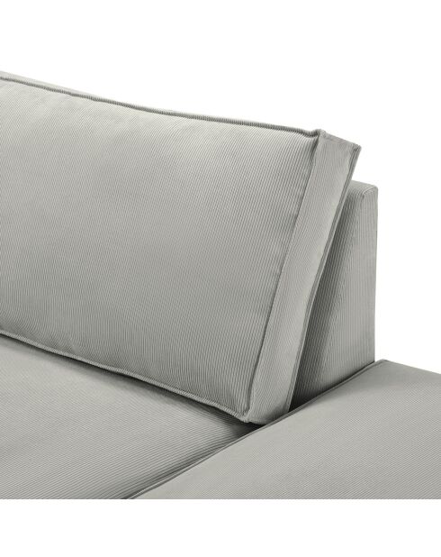 Canapé modulable droit velours côtelé carlo 3 places gris clair - 255x102x90 cm