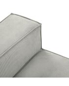 Canapé modulable droit velours côtelé carlo 3 places gris clair - 255x102x90 cm