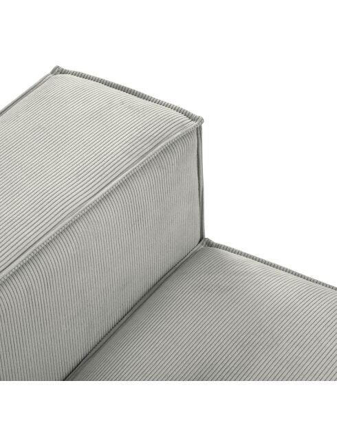 Canapé modulable droit velours côtelé carlo 3 places gris clair - 255x102x90 cm