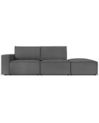 Canapé modulable droit velours côtelé carlo 3 places gris - 255x102x90 cm