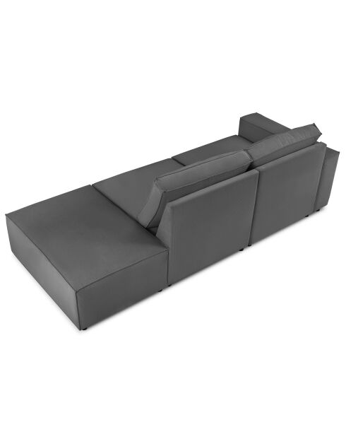 Canapé modulable droit velours côtelé carlo 3 places gris - 255x102x90 cm