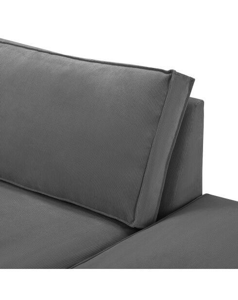 Canapé modulable droit velours côtelé carlo 3 places gris - 255x102x90 cm