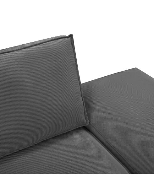 Canapé modulable droit velours côtelé carlo 3 places gris - 255x102x90 cm