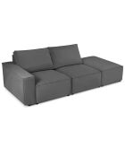 Canapé modulable droit velours côtelé carlo 3 places gris - 255x102x90 cm